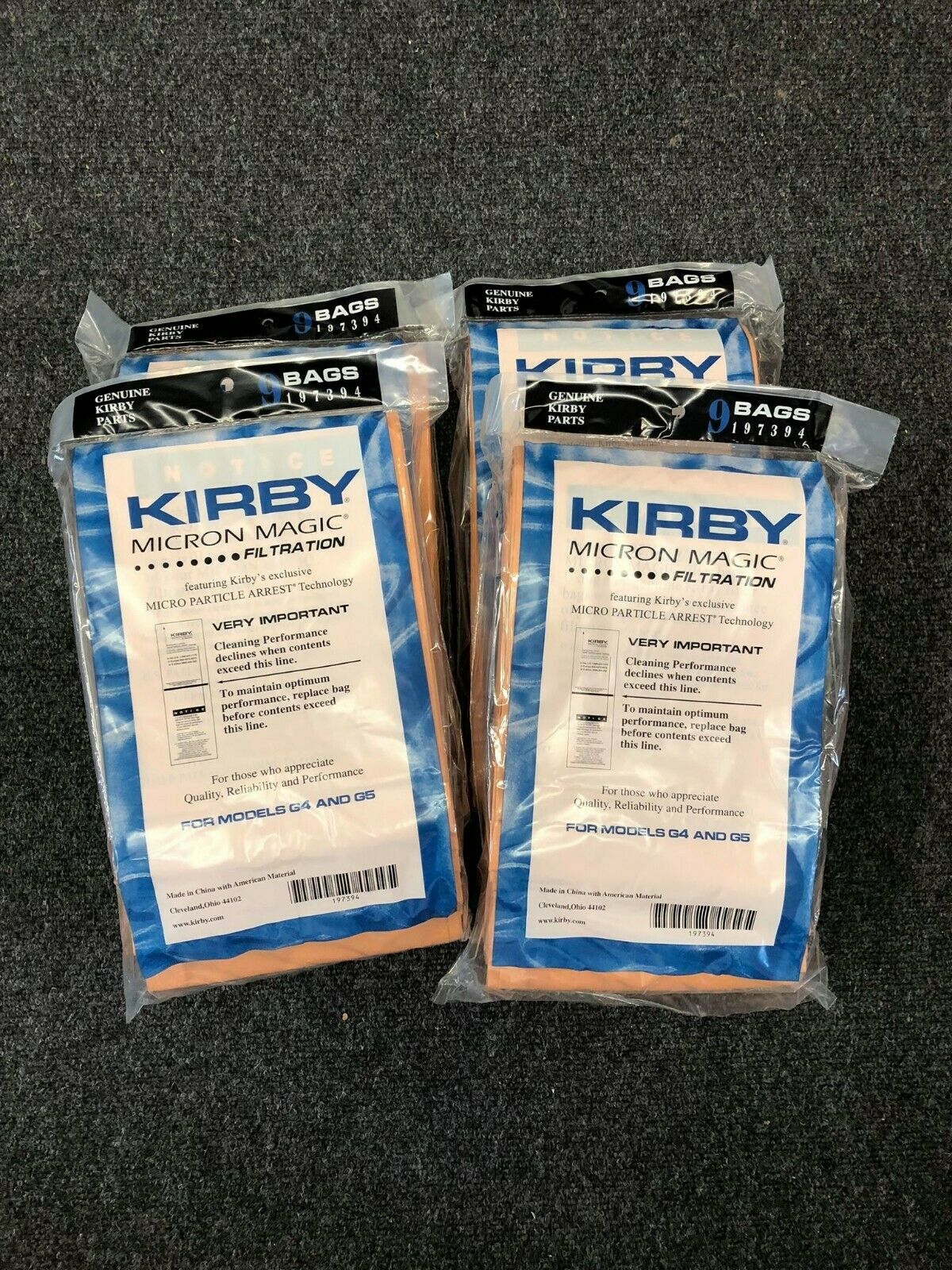 Kirby Vacuum Bags 197394 Micron Magic Vacuum Filter Bags Hoover Bags G4 G5 X 36 eBay